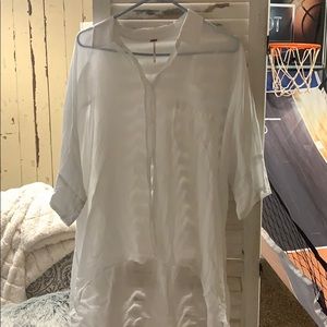 Linen white free people button down